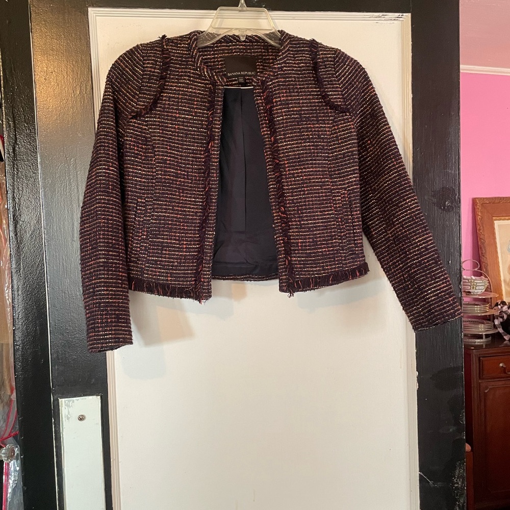 Navy and brown tweed material